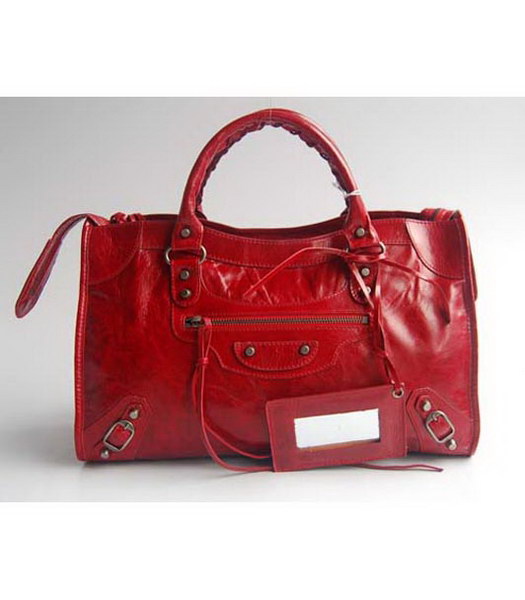 Balenciaga Giant City Red borsa nera Nails